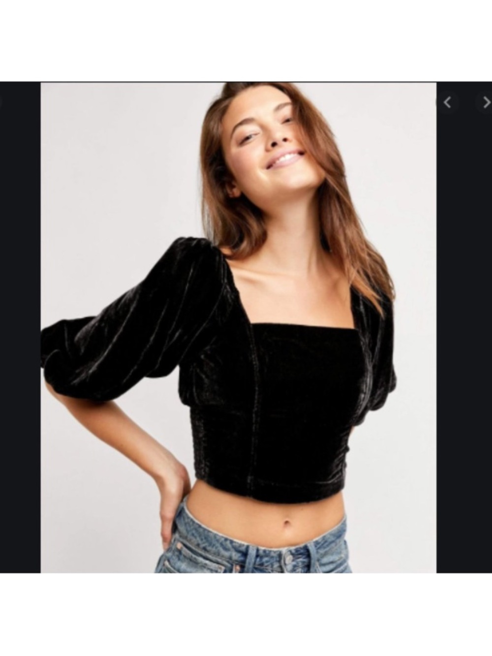 Free People Black Velvet Top - Picture 3 of 8